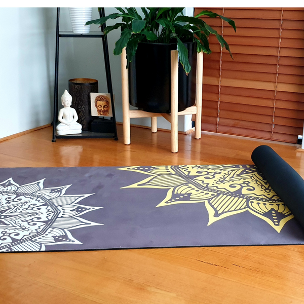 Luxury Eco Yoga Mat - Golden Sun Mandala