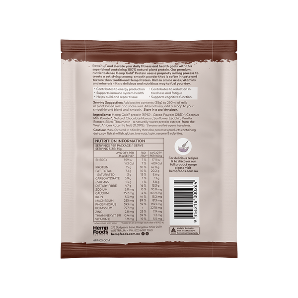 Organic Hemp Protein Chocolate 35g single serve