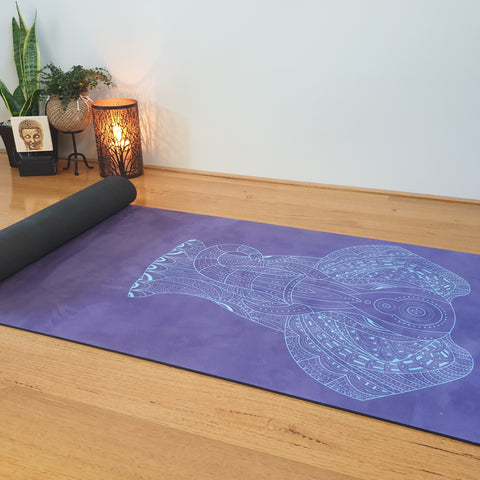 Luxury Eco Yoga Mat - Blue Elephant