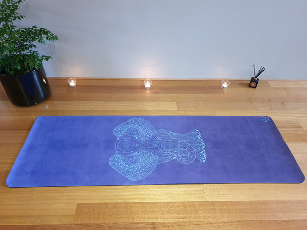 Luxury Eco Yoga Mat - Blue Elephant