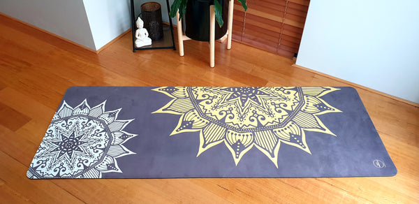 Luxury Eco Yoga Mat - Golden Sun Mandala