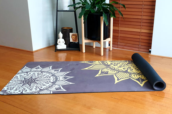 Luxury Eco Yoga Mat - Golden Sun Mandala