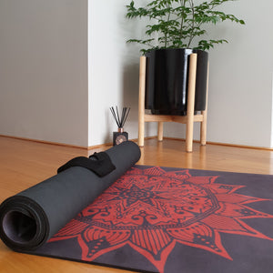 Luxury Eco Yoga Mat - Red Sun Mandala